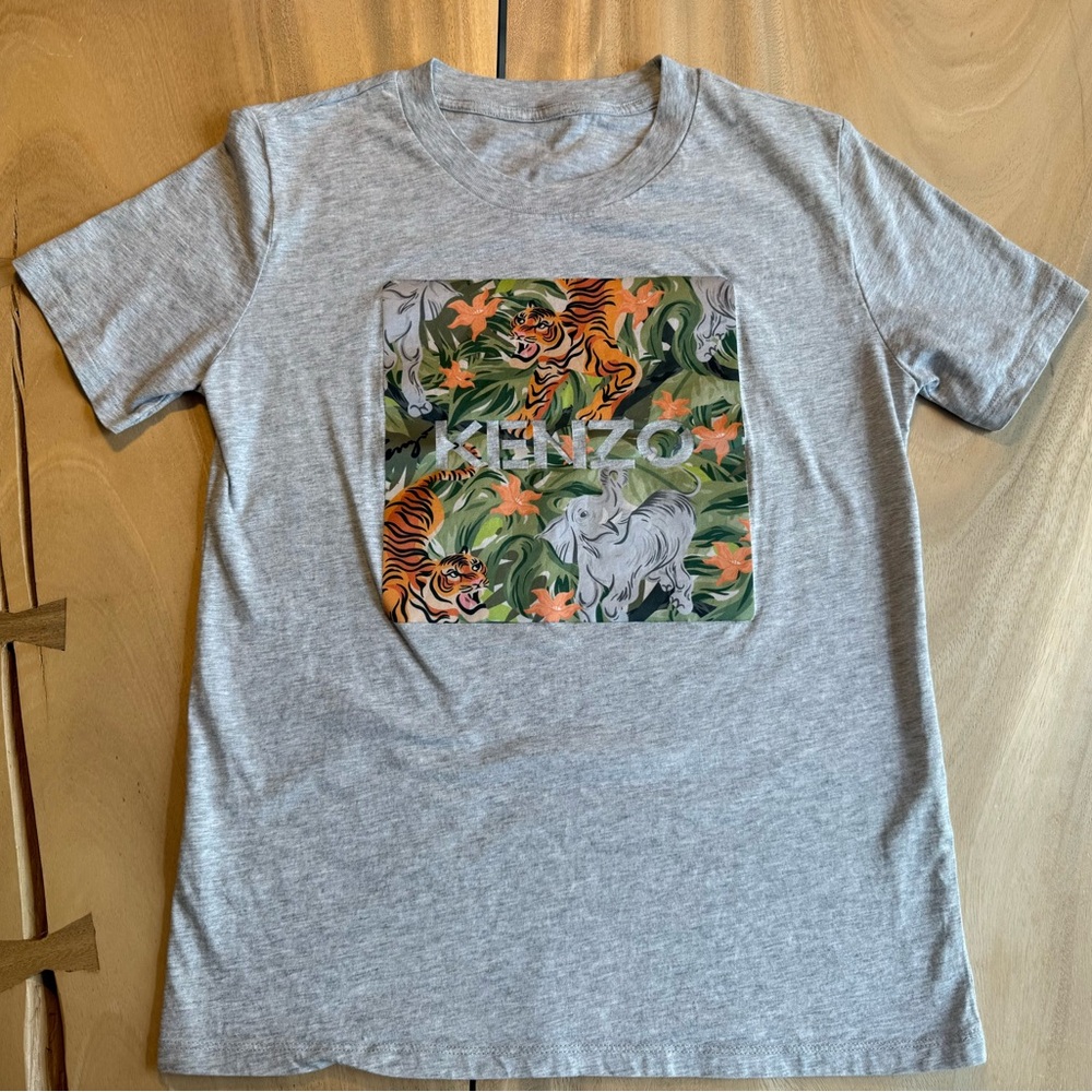 Kenzo Kids Gray Jungle Graphic Tee